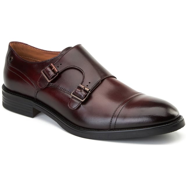 Base London Taper Leather Men's Bordo Double Monk Shoes Up your style with Base London's 'Taper' double monk shoes. Crafted from quality leather, with an Ortholite insole and grippy rubber out-sole, they combine comfort and class. Perfect for shutting down the boardroom or owning the wedding dance floor.