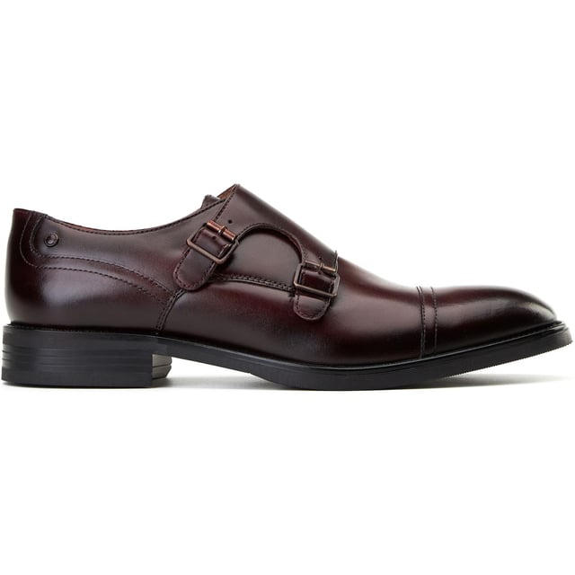 Base London Taper Leather Men's Bordo Double Monk Shoes Up your style with Base London's 'Taper' double monk shoes. Crafted from quality leather, with an Ortholite insole and grippy rubber out-sole, they combine comfort and class. Perfect for shutting down the boardroom or owning the wedding dance floor.