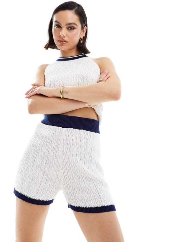 Shorts by ASOS DESIGN Part of a co-ord set Vest sold separately Elasticated waistband Contrast tipping Slim fitSold By: Asos