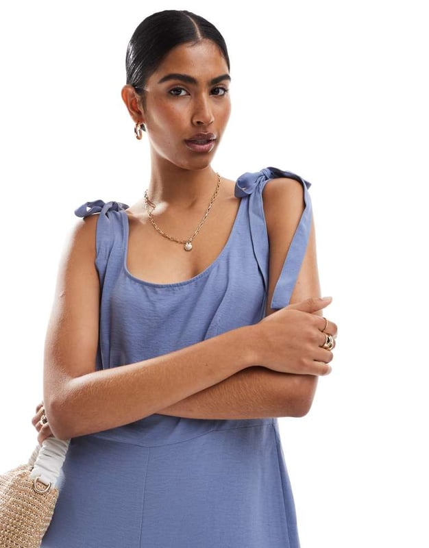 Jumpsuits & Playsuits by ASOS DESIGN Thanks, it's ASOS Scoop neck Tie straps Zip-back fastening Wide leg Regular fitSold By: Asos