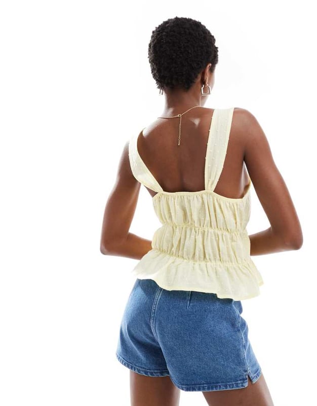 Tops by Reclaimed Vintage  Square neck Fixed straps Tie front Regular fitSold By: Asos
