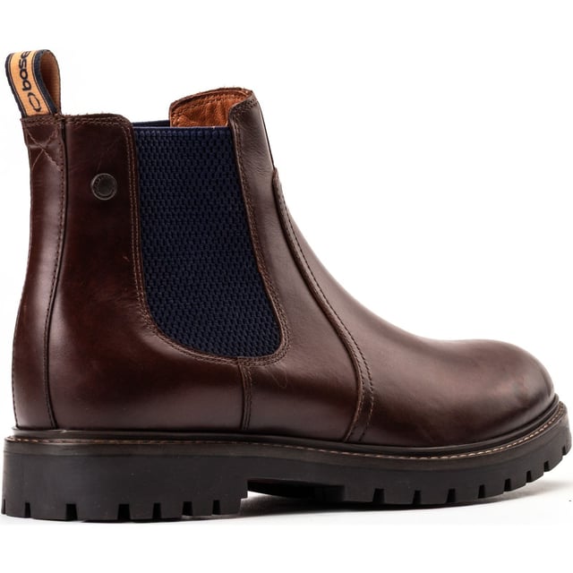 Base London Zinc Leather Men's Brown Boots Classic Chelsea, rugged upgrade. The Zinc Boot features rich pull-up leathers, an elasticated gusset, and a nylon pull-tab for easy wear. A cleated rubber sole adds grip, while the Ortholite insole keeps things comfy. Smart, sturdy, effortless.