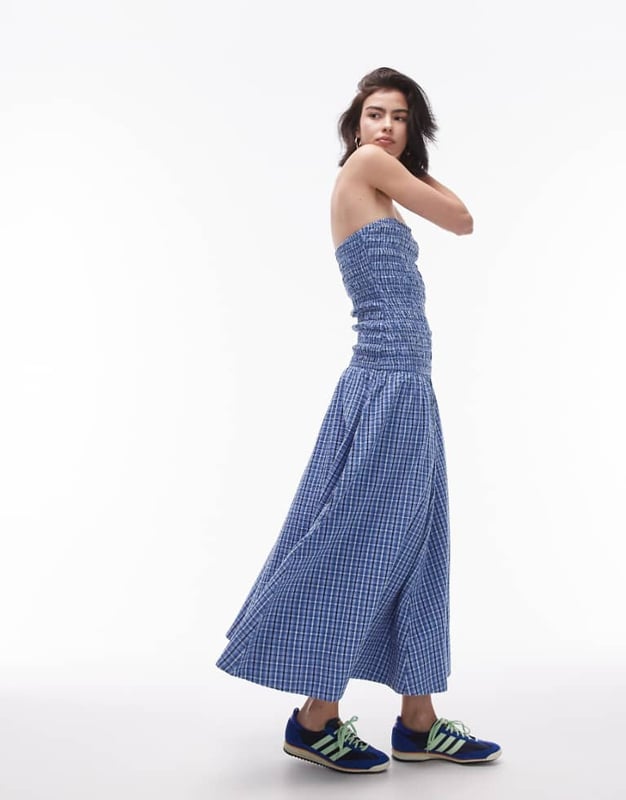 Dresses by Topshop This is Topshop Check design Bandeau style Shirred bodice Regular fitSold By: Asos