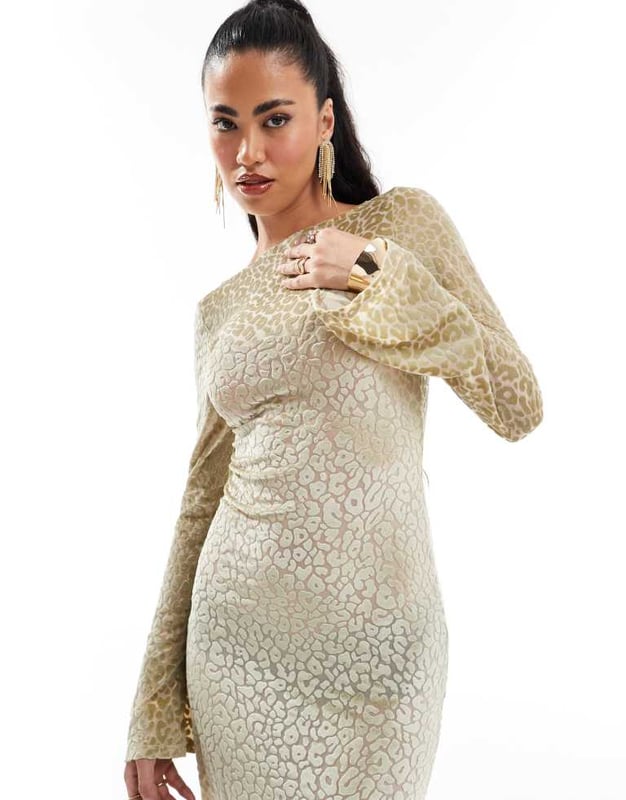 Dresses by ASOS DESIGN When the dress code means a dress Animal design Round neck Angel sleeves Open back Slim fitSold By: Asos