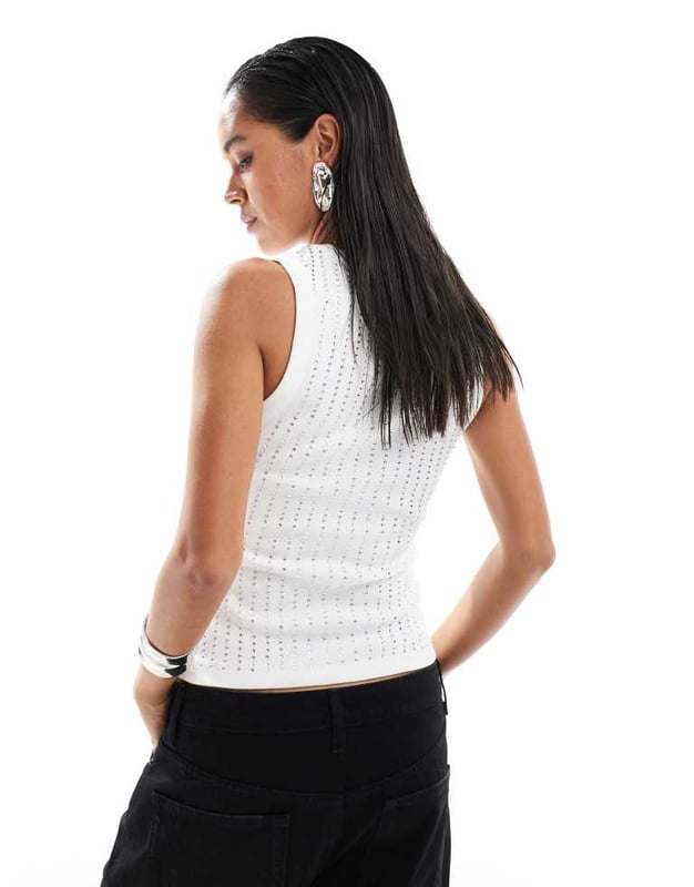 Tops by ASOS DESIGN *Saves to inspo folder* Diamante embellished Round neck Racer back Regular fitSold By: Asos