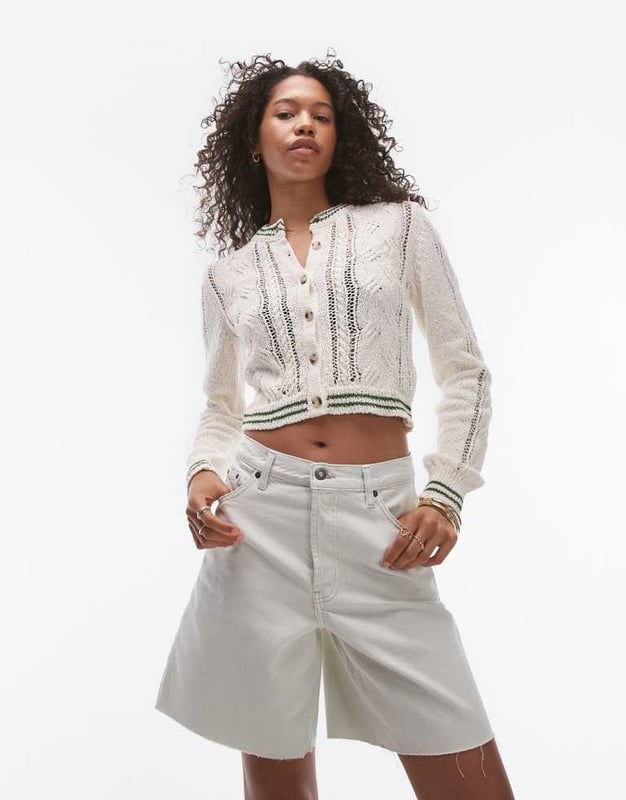 Jumpers & Cardigans by Topshop This is Topshop Crew neck Long sleeves Button packet Contrast tipping Cropped length Regular fitSold By: Asos