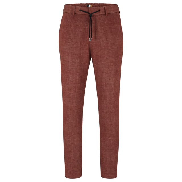 Mens BOSS C-Genius-J-RDS-231 Slim-Fit Trousers in medium brown.- Slim fit- Hook and zip closure- Drawstring- 42% Polyester  25% Recycled polyester  25% Recycled cotton  8% Polyamide.  Dry clean- Ref: 50484785-211