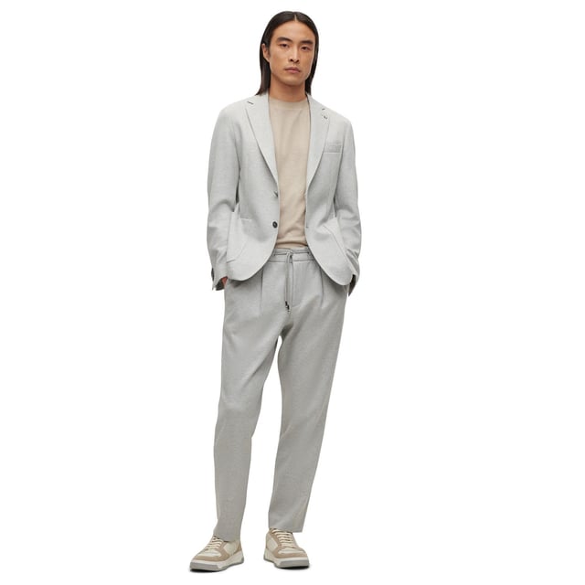 Mens BOSS C-Perin-J-RDS-232 Relaxed Fit Trousers in silver- Relaxed fit- Hook and zip closure- Front slant pockets- Rear welt pockets- 42% Viscose  40% Polyester  17% Polyamide  1% Elastane.  Dry clean- Ref: 50489416-041