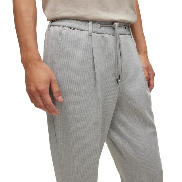 Mens BOSS C-Perin-J-RDS-232 Relaxed Fit Trousers in silver- Relaxed fit- Hook and zip closure- Front slant pockets- Rear welt pockets- 42% Viscose  40% Polyester  17% Polyamide  1% Elastane.  Dry clean- Ref: 50489416-041