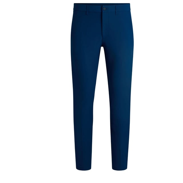 Mens BOSS T Commuter Slim-Fit Chinos in easy-iron four-way stretch fabric in open blueTimeless slim-fit chinos by BOSS Menswear  crafted from easy-iron four-way stretch fabric for optimum comfort. Designed with a quick-dry  water-repellent finish. Featuring a customisable waistband with drawstrings that can be worn inside or out  along with an integrated card-holder and coin-catcher pocket for wallet-free commuting.-Slim fit- Regular rise- Button and zip closure- Tapered leg- Pockets bottom back: Patch pocket- Fit foot width: 33cm- 92% Polyester  8% Elastane  pocketing: 100% Polyester.  Machine washable- Ref: 50495497-494