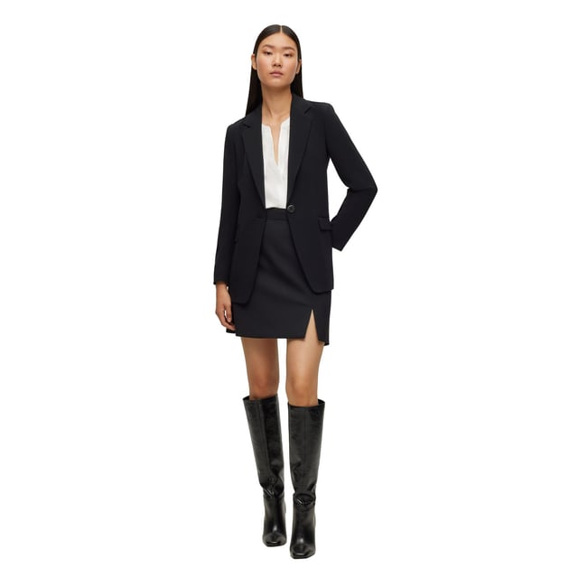 Womens BOSS Biralana Blouse in open white.- Tunic neckline- Concealed button placket- Long sleeves with knot detail cuffs- Relaxed fit- 90% Silk  10% Elastane.  Dry clean.- 50501001-112