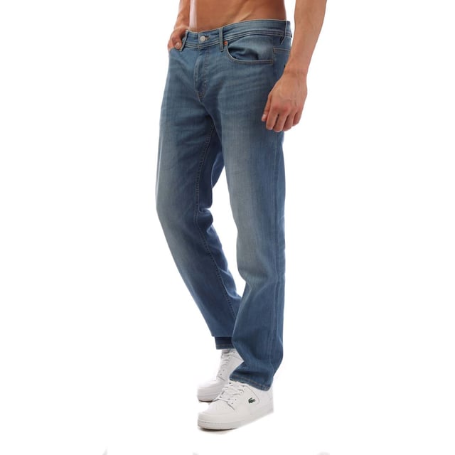 Mens Hugo Boss Delaware BC Slim-Fit Jeans in blue.- Button and zip closure.- 5 pockets design.- Regular rise.- BOSS branding.- Slim fit.- 75% Cotton  17% Polyester  6% Elastomultiester  2% Elastane.- Ref: 50496453433