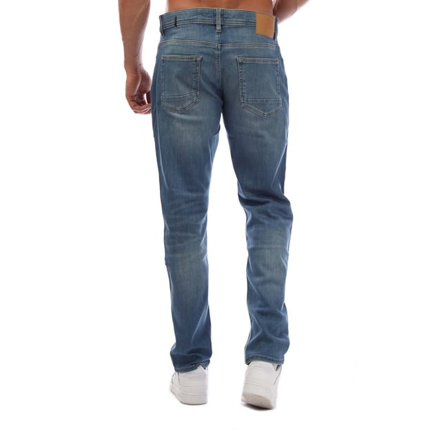 Mens Hugo Boss Delaware BC Slim-Fit Jeans in blue.- Button and zip closure.- 5 pockets design.- Regular rise.- BOSS branding.- Slim fit.- 75% Cotton  17% Polyester  6% Elastomultiester  2% Elastane.- Ref: 50496453433