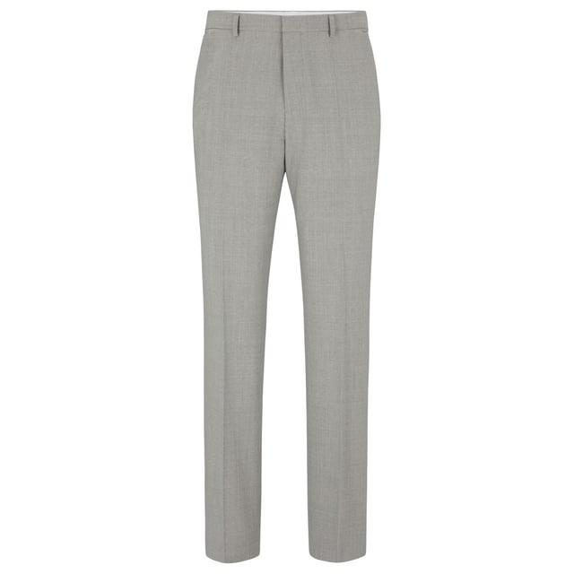 Mens HUGO Simmons212X Trousers in medium grey- 74% Virgin wool  23% Polyester  3% Elastane.  Dry clean.- Ref: 5047877-033