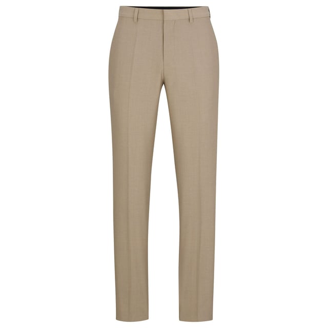 Mens BOSS H-Leon-MM-C-224 Trousers in open white- Regular fit- French pockets- Concealed zip fly and hook closure- Side slant pockets- Rear welt pockets- Main material: 38% Polyester  33% Wool  25% Cotton  4% Elastane.  Lining: 100% Viscose.  Dry clean- Ref: 50498888-131