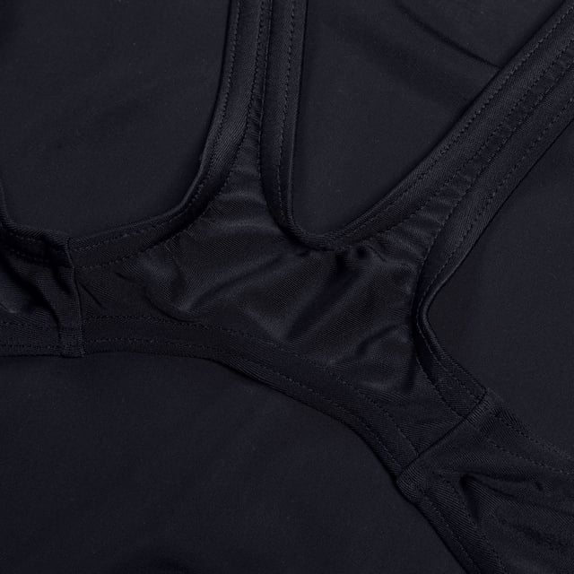 Speedo Placement Muscleback One-Piece Swimsuit. Feel confident and streamlined wearing our sporty black Muscleback, featuring a dynamic drop-ripple graphic in orange. A favourite amongst young swimmers, the muscleback style features thick straps that free up the shoulder blades to allow a full range of motion in lessons and training. Ideal for regular pool sessions, our EnduraFlex fabric offers higher chlorine resistance than standard swimwear fabrics and fits like new for longer with CREORA® HighClo™. In addition, nylon yarns in the EnduraFlex fabric are made from 100% pre-consumer waste, such as waste fabric from factories. Ref: 80832417523.