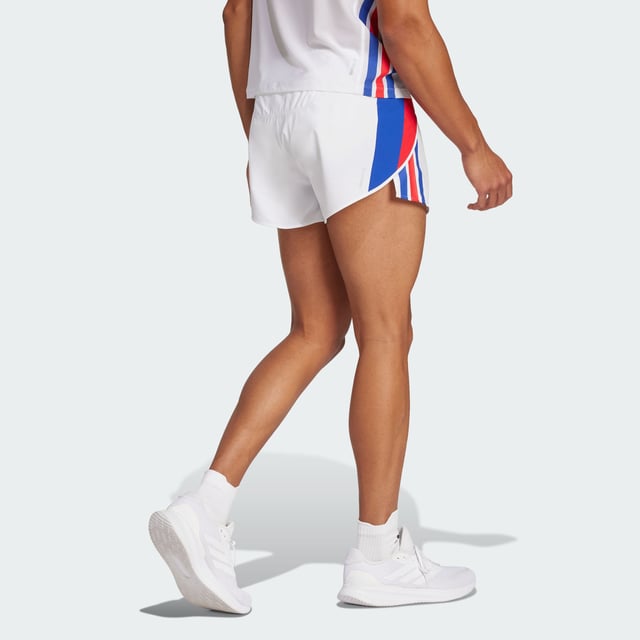 Push forward, but keep your look rooted in running's past. As you make breakthroughs in your running, these adidas running shorts support you with light, breezy comfort. CLIMACOOL wicks and disperses sweat for cool, dry and distraction-free performance. Built-in pockets give you a spot to stow your house key and gels.CLIMACOOL helps you manage sweat with materials that wick and manage sweat quickly. Its fast-dry fibres give you a fresh-skin feel.  - Slim fit - Drawcord on elastic waist - 100% polyester (recycled) - CLIMACOOL - Built-in mesh briefs - Side hem slits - Inner waist pocket - Back zip pocket  Shipped by adidas