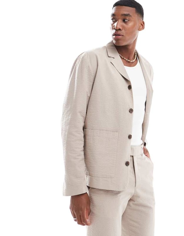Co-ords by Selected Homme Part of a co-ord set Trousers sold separately Notch collar Button placket Functional pockets Regular fitSold By: Asos