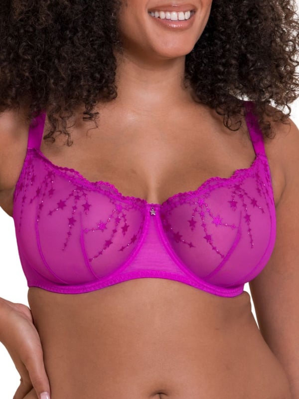 Stardust Balcony Bra Curvy Kate Stardust Balcony Bra. Non padded balcony with darted vertical seams, elastic edging, shimmering star embroidery and sheer cups . The product is recommended for hand wash only.