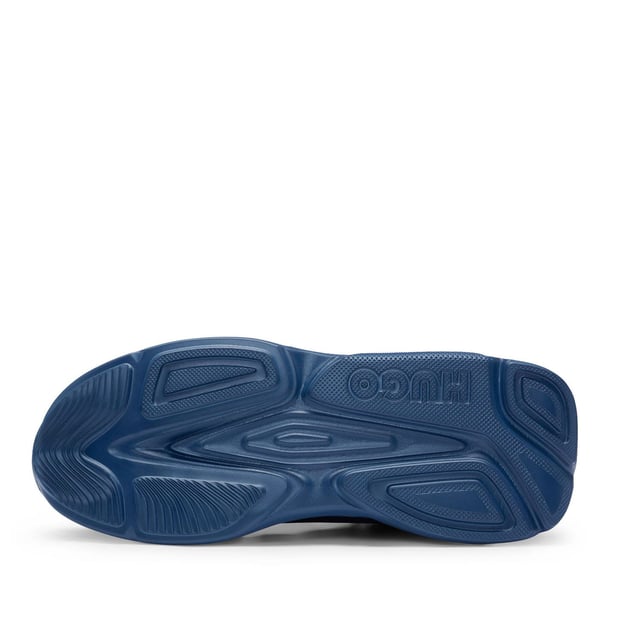 Mens HUGO Leon Running-Inspired Trainers with contrast details in navySignature trainers by HUGO  set on an EVA outsole and crafted in a mix of materials with contrast detailing and branding throughout.- Laces- Partially lined- Packaging: Box- Upper material: 100% Polyester.  Lining: 100% Polyester.  Sole: 100% Ethylene vinyl acetate.  Facing: 60% Polyester  40% Polyurethane.  Innersole: 100% Polyester.- Ref: 50517096-413
