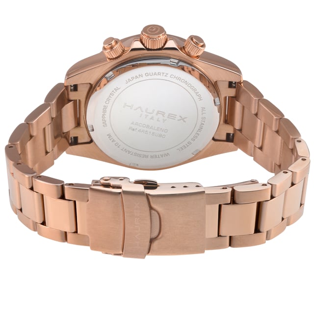 Haurex Italy:Arcobaleno SS/IPRG Case, Multi colored   Bezel, Black Dial, SS/IPRG Bracelet Watch