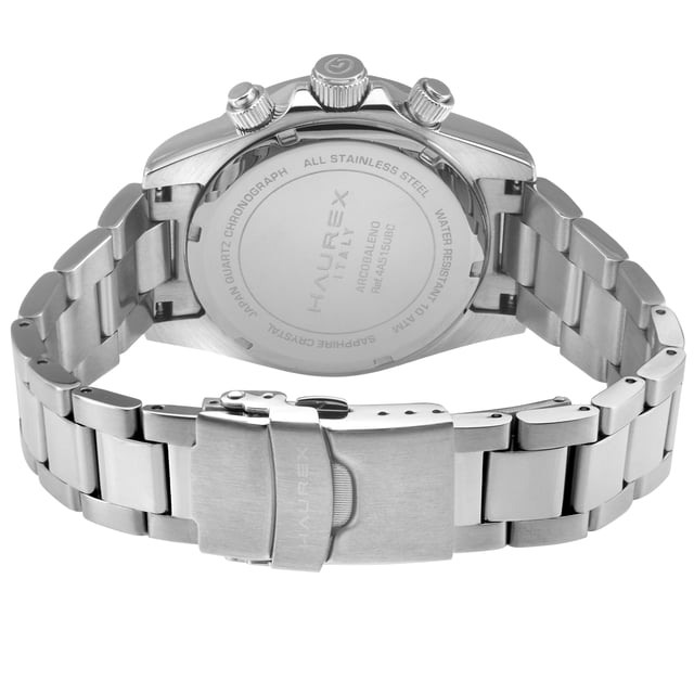 Haurex Italy:Arcobaleno 316L Stainless Steel Case, Multi Colored Bezel, Black Dial, Stainless steel Bracelet Watch