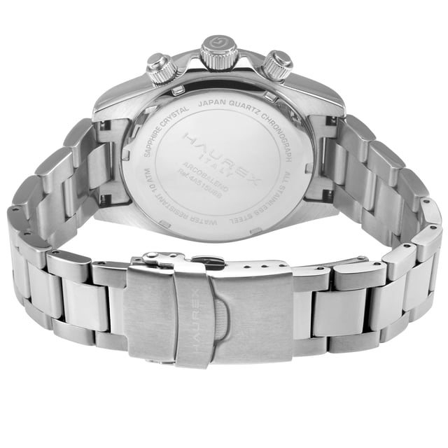Haurex Italy:Arcobaleno 316L Stainless Steel Case, Blue/torq Bezel, Blue Dial, Stainless steel Bracelet Watch. Haurex 4A515UBB Men's Italy Arcobaleno Watch

Haurex Men's Watch from the Arcobaleno Collection
39.5mm Round 316L Stainless Steel Case, Blue MOP
Blue MOP Dial, Date at 3 o'clock
Screw Down Crown, Silver Case back
316L Stainless Steel Bracelet With Deployment Buckle
Anti-reflective Sapphire Crystal
Water Resistant to 100 Meters/10ATM