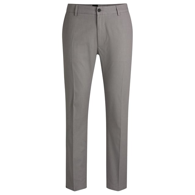 Knoop- en ritssluiting.Franse zak.Viltzak.Regular rise.Stretch.Tapered leg.Regular fit.