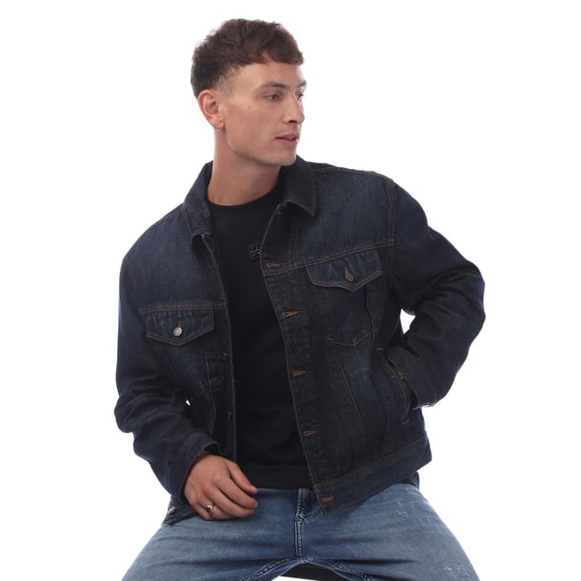 Make a versatile addition to your casual wardrobe with this jacket by HUGO Menswear. Crafted in dark-blue raw denim. Hem adjusters  signature trims. This product’s raw material is derived from regenerative agriculture: an approach focused on preservation and restoration that aims to increase biodiversity  preserve water quality and improve soil health while absorbing CO2. Regenerative agriculture also promotes animal welfare and fair working conditions for farmers.- 80% Cotton  20% Cotton (Recycled).- Ref: 50530639405