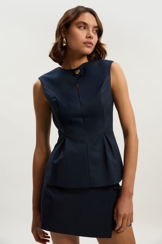 Techno Hardware Detail Sleeveless Woven Top
