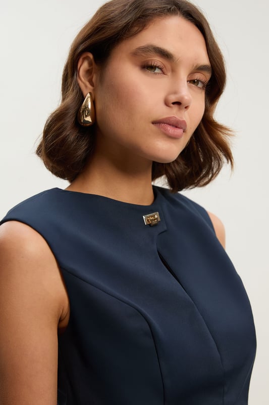Techno Hardware Detail Sleeveless Woven Top