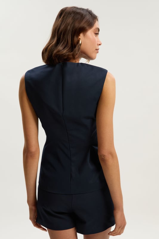 Techno Hardware Detail Sleeveless Woven Top