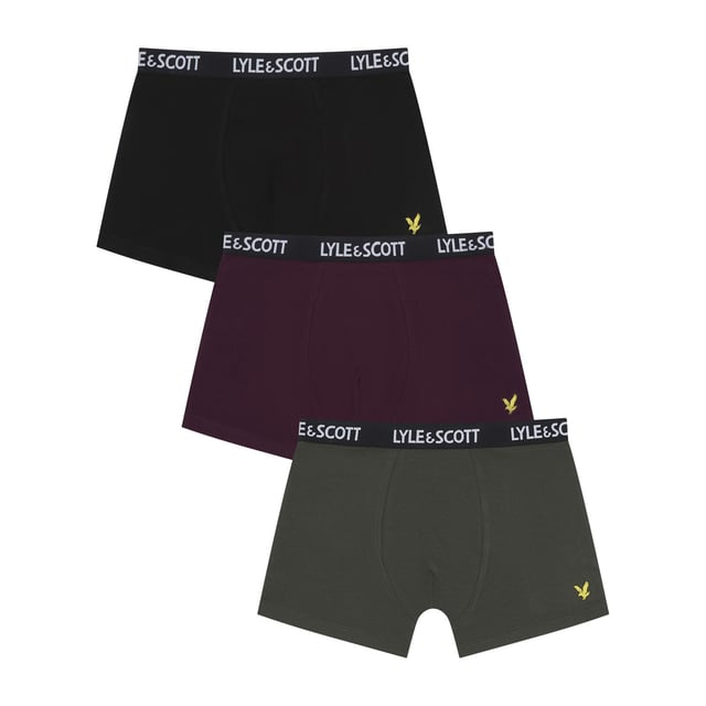 Lyle and Scott 3 Pack of Core Trunks.- Branded elasticated waistband.- Cotton stretch.- 95% Cotton, 5% Elastane. Ref: MARKUS125.