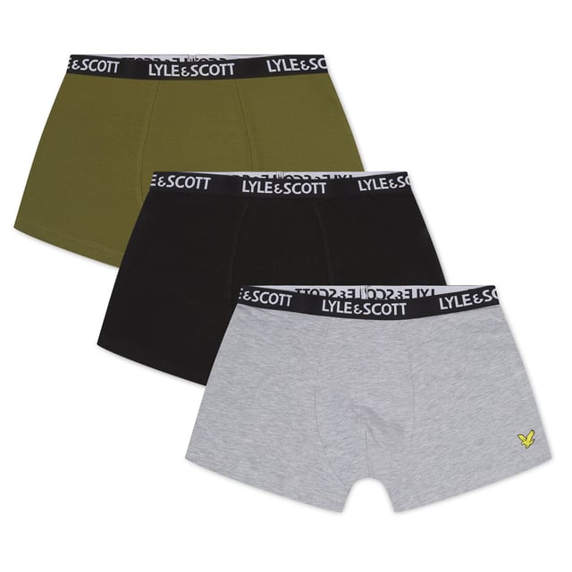 Lyle and Scott 3 Pack of Core Trunks.- Branded elasticated waistband.- Cotton stretch.- 95% Cotton, 5% Elastane. Ref: MARKUS103.