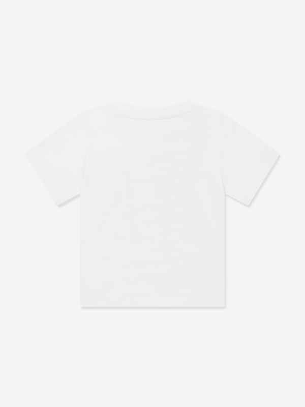 Stella McCartney inspire imagination and creative expression in their colourful designs. This baby girls ivory short sleeve t-shirt is woven from soft organic cotton jersey. It has a cute pink cat motif on the front for a fun branded look. Round Neckline Short Sleeves 100 Organic Cotton