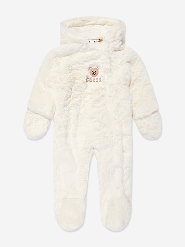 Wrap your little one in luxury with the Baby Faux Fur Snowsuit in Ivory by Guess. Designed for warmth and elegance during AW2024, this piece is perfect for any baby's cold-weather outings. Here's why it's the ultimate addition to their wardrobe Luxurious Faux Fur High-quality, soft ivory faux fur ensures comfort and warmth. Elegant Design Chic ivory complements any event, making it ideal for both casual and formal occasions. Unisex Style Perfectly suits Baby, Baby Boy, Baby Girl, Boy, and Girl. Revamp their wardrobe with this exquisite snowsuit from Guessstyle and comfort that stands out!