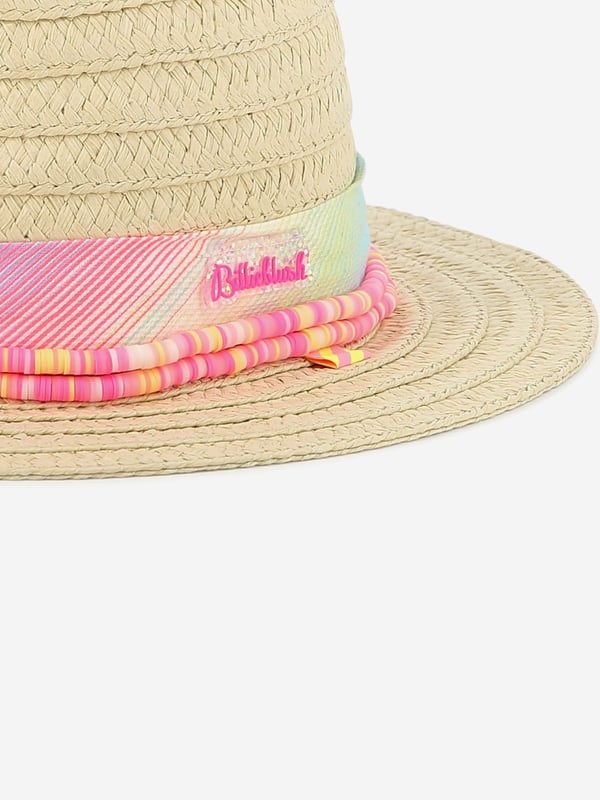 Introducing the exquisite Girls Straw and Tulle Hat in Beige by billieblushthis season's quintessential accessory for the discerning young lady. Elegantly crafted and perfect for SS2025, this hat is the epitome of style meets function. Key features include Chic Beige Palette A timeless and versatile colour to complement any ensemble. Delicate Tulle Detail Adds a touch of fairy tale glamour to the classic straw hat. Lightweight Design Ideal for keeping cool and stylish during warmer days. Durable Construction Crafted to endure the joys of childhood adventures.Elevate her wardrobe with this stunning piece from billieblush. Perfect for garden parties or a sophisticated stroll in the park!