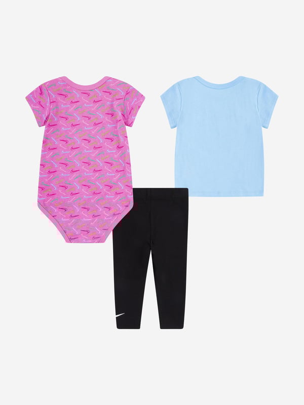 Introducing the chic and stylish Baby Girls Swoosh Logo 3 Piece Set in Black from Nike. Tailored specifically to add a touch of elegance to your baby girl's SS2024 wardrobe, this set complements every occasion. Exclusive Swoosh Logo This unique set adorns the trendy Swoosh logo from Nike, offering a fashionable look for your little princess. Luxurious Comfort Crafted from premium-quality materials, it guarantees absolute comfort, making it a perfect choice for your baby's daily ventures. Complete Ensemble The 3-piece set in black is a singular solution to revamp your baby or baby girl's wardrobe, promising an elevated style quotient. Order today and let your baby girl flaunt her style in vogue!