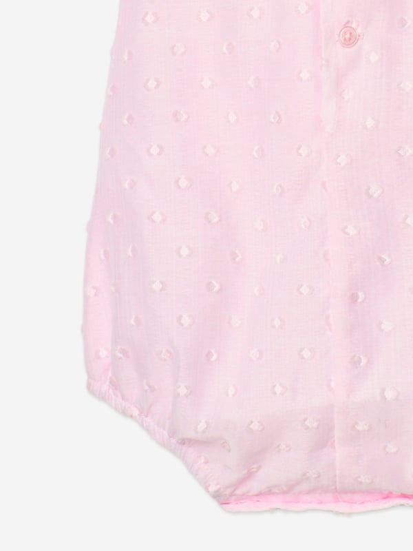 Discover the charm of the Paz Rodriguez Baby Girls Lace Trim Romper in Pink, a sublime addition to your little darling's SS2025 wardrobe. Exquisitely crafted in Spain, this romper merges tradition with a splash of contemporary chic. Crafted in Spain Impeccably made with premium materials for comfort and longevity. Delicate Pink Hue A soft, feminine colour perfect for any occasion. Elegant Lace Detailing Adds a touch of sophistication and timeless grace.Transform your baby girl's attire with this enchanting romper by Paz Rodriguez and let her step into SS2025 with style and elegance.
