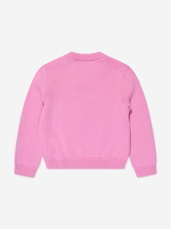 Versace's Italian portraits embody fine detailing and impeccable construction. This baby girls pink paradise jumper captures the label's eccentric personality and passion for manipulating Greek abstracts into fashionable pieces. Made in pure virgin wool, it has been depicted with a subtle Medusa motif embroidery in the centre. Little ones will look effortlessly stylish and sophisticated. Medusa Kids Embroidery Long Sleeves Shoulder Button Closure Elasticated Cuffs and Hem Outer Composition 100 Pure Virgin Wool Embroidery 100 Viscose Hand Wash Gently Using Mild Detergent Do Not Bleach Do Not Tumble Dry Dry Flat Cool Iron On Reverse With Damp Cloth On Top Do Not Dry Clean Wash Inside Out Do Not SoakVersace Size Child's Height 03M 22" 56 cm 36M 24.5" 62 cm 69M 27" 68 cm 912M 29" 74 cm 1218M 31.5" 80 cm 1824M 34" 86 cm 2A 36" 92 cm 3A 38.5" 98 cm