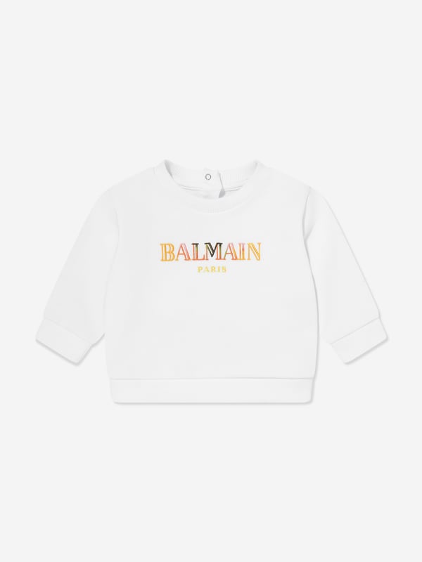 Introducing the exquisite Baby Logo Sweatshirt in White by Balmain, a staple for the SS2025 season. Crafted meticulously to blend high fashion with everyday comfort for your little one. Key features include Iconic Balmain logo Elevates wardrobe with a luxurious touch. Supreme comfort Crafted from premium fabric for softness. Timeless style Classic white hue ensures versatile wear.Revamp your child's collection with flawless elegance. Perfect for any occasion! Order now.