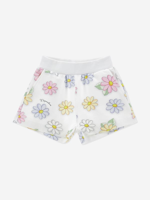 Introducing the exquisite Baby Girls Daisy Print Shorts in White by Monnalisa, a quintessential addition for the SS2025 season. Perfect for your baby or little girl, these shorts blend timeless elegance with playful charm. Key features include Charming Daisy Motif Enliven her wardrobe with the delightful daisy print, precisely crafted to capture the essence of spring and summer cheer. Luxurious Comfort Crafted from superior fabric, these shorts promise a soft and soothing feel, ensuring all-day comfort. Impeccable Style Monnalisas attention to detail ensures a chic and fashionable silhouette, ideal for seasonal soirees or casual outings.Revive her collection with the Baby Girls Daisy Print Shorts in White. Shop now and make your little one the epitome of style this SS2025!