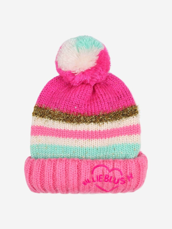 Introducing the Billieblush Girls Striped Sequin Bobble Hat in Pink your new essential for AW2024. Designed to dazzle and crafted for comfort, this hat elevates every young fashionista's cold-weather collection. Radiant Sequin Details Adds a shimmering sparkle that catches the eye. Playful Pink Stripes Vibrant and fun, perfect for brightening up gray winter days. Cosy Knit Fabric Keeps your little one snug and warm. Signature Bobble Feature A delightful touch that brings whimsy to winter wear. Premium Craftsmanship Ensures durability and lasting style.Brighten up her winter wardrobe with this charming and stylish accessory from Billieblush. Order now and embrace the chill with flair!