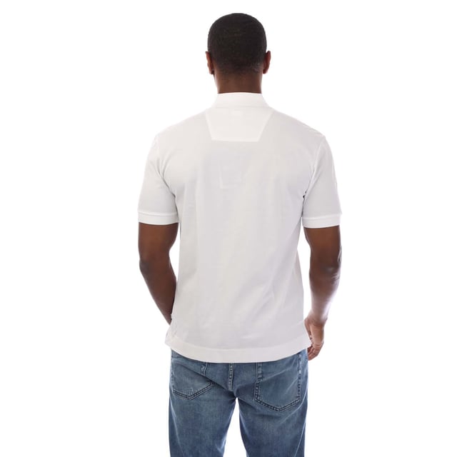 Mens Boss Polo Shirt in white.- Classic collar.- Short sleeves.- Two-button placket.- Ribbed details.- Embroidered BB logo.- 100% Cotton.- Ref: 50517450100