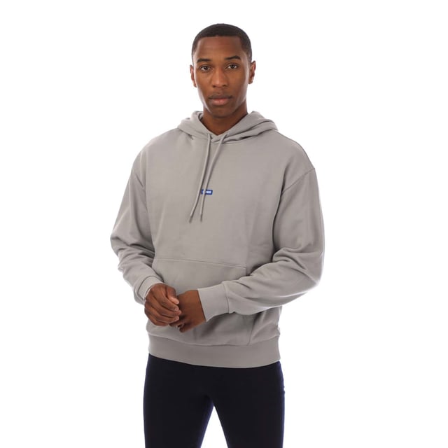 Mens HUGO Nalonso Cotton-Terry Hoodie with blue logo label in open grey.Step up your style with this signature hoodie by HUGO Menswear. Crafted in French-terry cotton with a kangaroo pocket. - Blue logo label. - Regular fit.- Hooded- Long sleeves- Ribbed cuffs- 100% Cotton.  Machine washable- Ref: 50522374-084