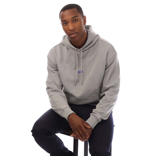 Mens HUGO Nalonso Cotton-Terry Hoodie with blue logo label in open grey.Step up your style with this signature hoodie by HUGO Menswear. Crafted in French-terry cotton with a kangaroo pocket. - Blue logo label. - Regular fit.- Hooded- Long sleeves- Ribbed cuffs- 100% Cotton.  Machine washable- Ref: 50522374-084