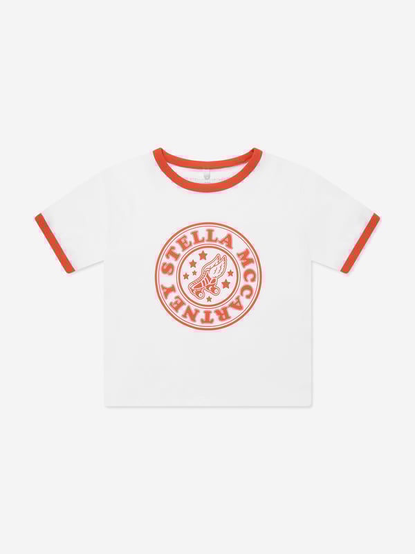 Introducing the Stella McCartney Girls Logo Print Cropped T-Shirt in pristine white, an essential addition for SS2025. Perfectly blending comfort and contemporary style, this elevated basic will revamp your little one's wardrobe with its distinctive flair Exquisite Logo Design Features a chic, playful print for standout style. Premium Comfort Crafted from superior materials, ensuring softness and comfort for all-day wear. Versatile Style Ideal for both casual outings and more dressed-up occasions.Elevate her ensemble with this top-tier piece from Stella McCartney. Secure yours today!