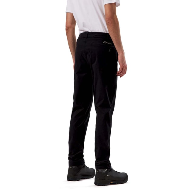 Elasticated drawcord loop on the waistband.One open pocket and one concealed pocket at the rear.Two hand pockets at the front.Belt loops.That extra panel of fabric at the inseam means extra movement and durability.Straight fit.