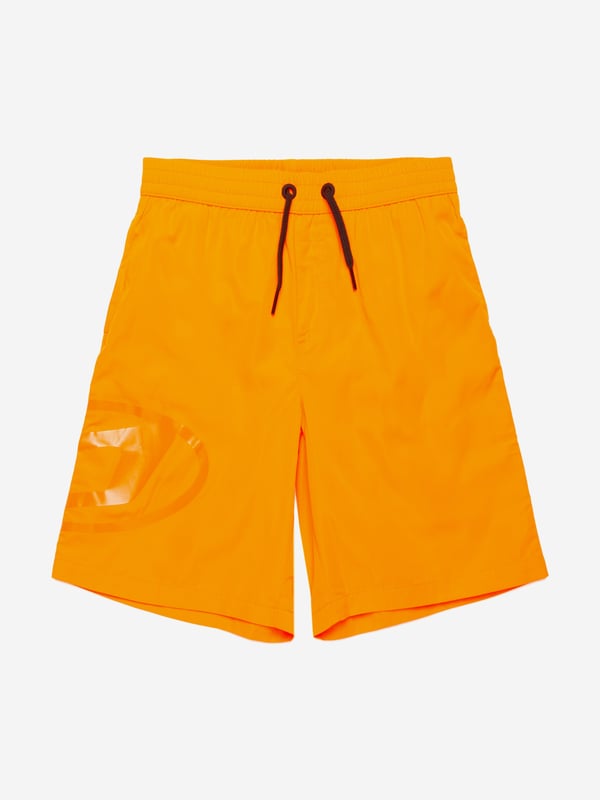 Introducing the Boys Oval D Logo Swim Shorts in Orange by Diesel, an essential addition to your young trendsetter's SS2025 wardrobe. Each detail is meticulously crafted to blend high fashion with functionality Signature Oval D Emblem A mark of high-end style from Diesel, prominently featured. Vibrant Orange Hue Eye-catching and perfect for sunny summer days. Premium Material Guarantees durability and comfort during swim and play.Elevate your boys swimwear collection with these chic and playful shorts. Available now for the fashion-forward youth!