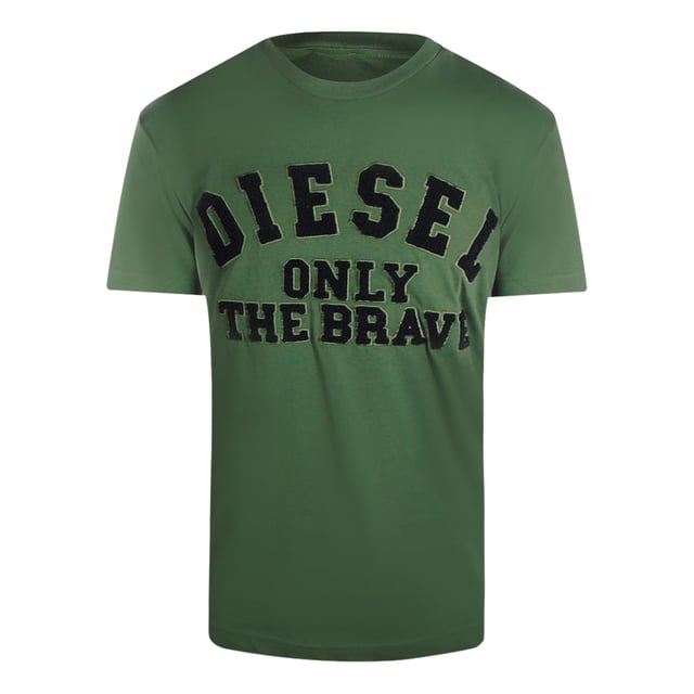 Elevate your casual wardrobe with the Diesel Only The Brave Green T-shirt, crafted from 100% cotton for exceptional comfort and breathability. Its vibrant green hue adds a fresh, bold touch to any outfit, while the high-quality fabric ensures durability and a soft feel against the skin. Perfect for everyday wear, this T-shirt combines style and practicality, making it a versatile addition to your collection. Embrace confidence and comfort with a design that stands out effortlessly